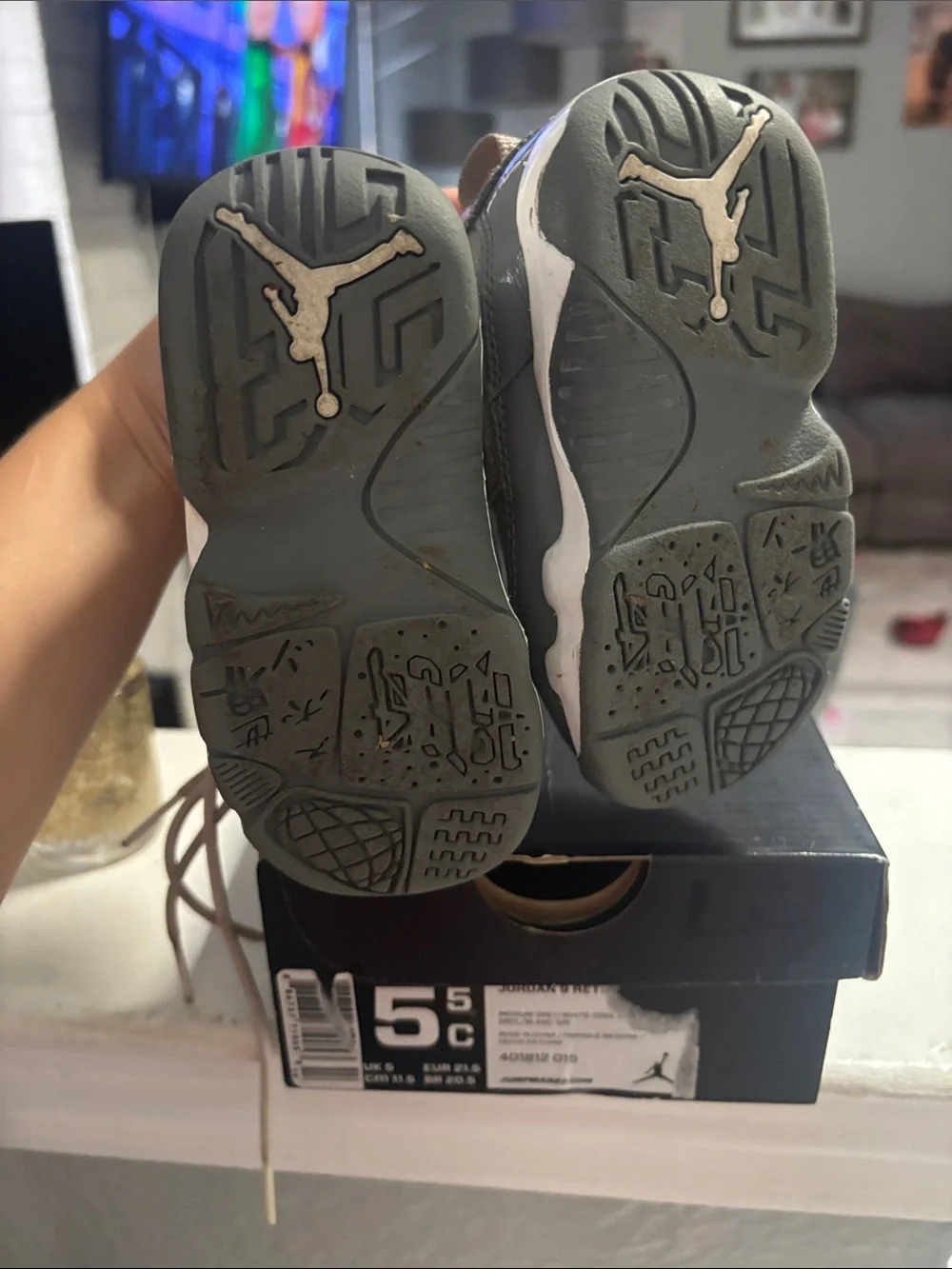 Jordan Kids Grey and White High-Top Sneaker